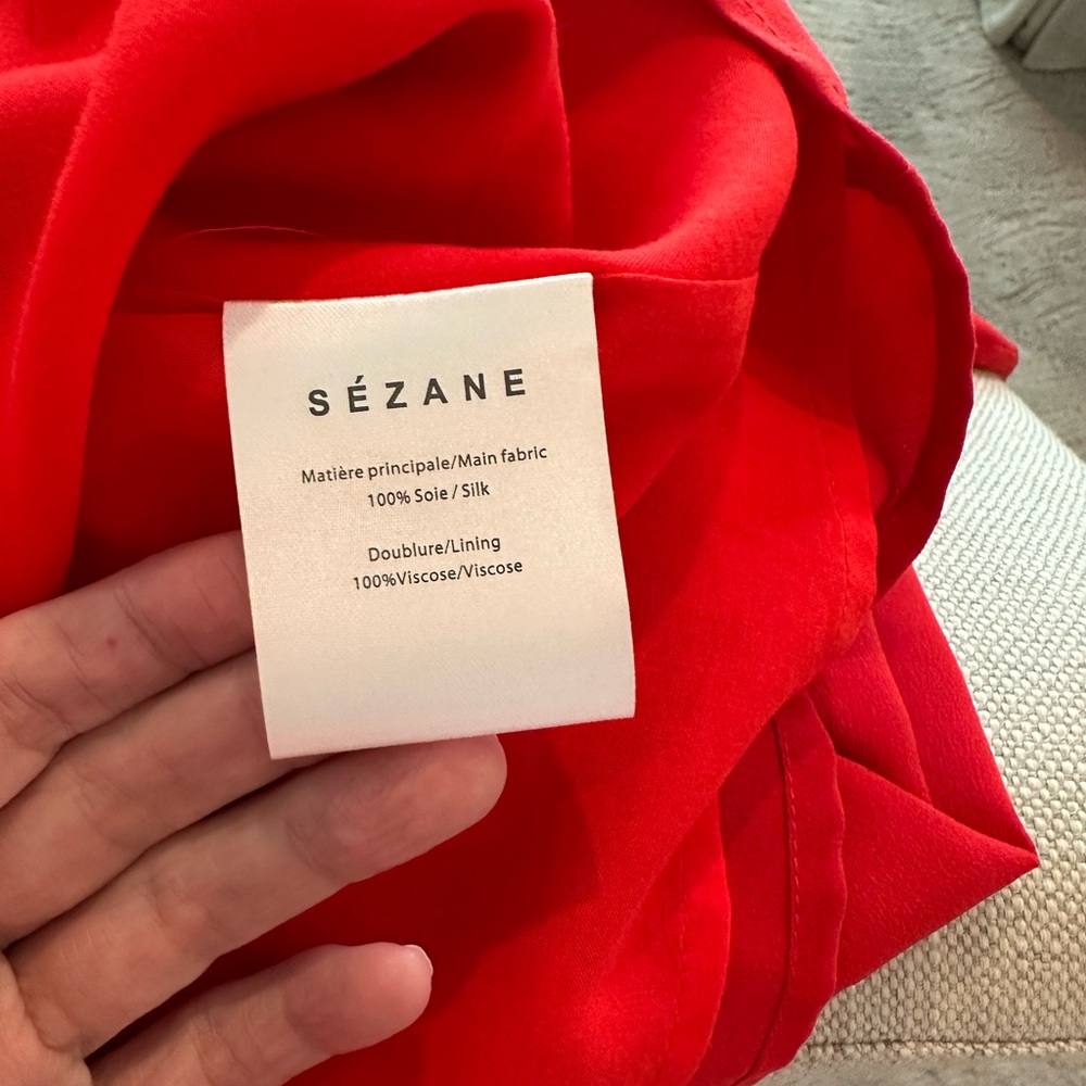 Sézane Elegant Red Long Sleeve Silk Victoire Dress (Size FR 36 | US 4) - Picture 15 of 15